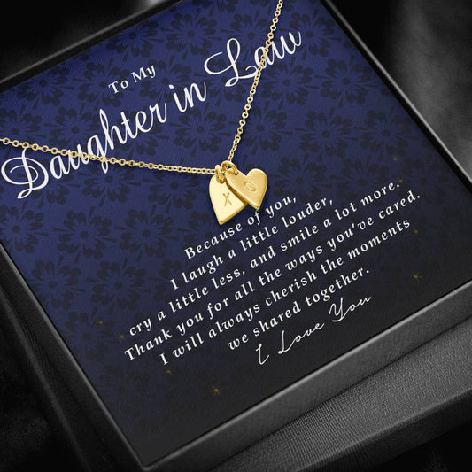 Initials Heart Necklace, To My Daughter In Law