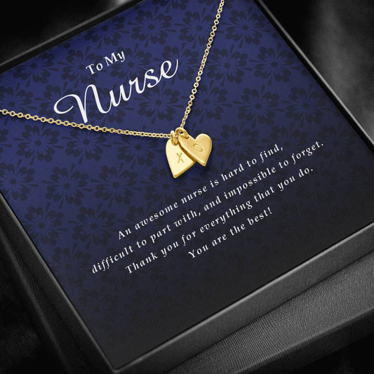 Initials Heart Necklace, To My Nurse