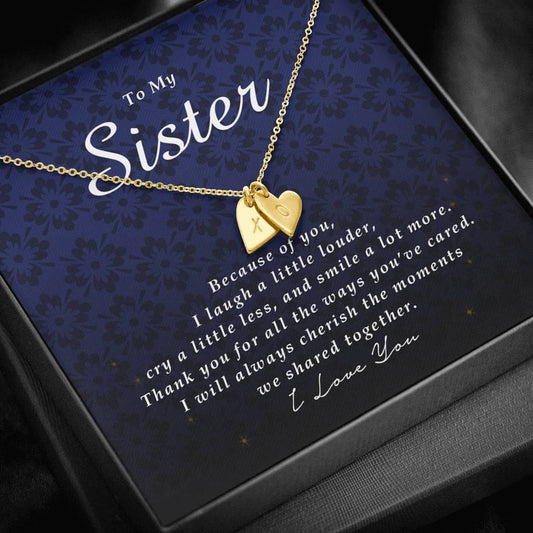 Initials Heart Necklace, Engraved Necklace for Sister