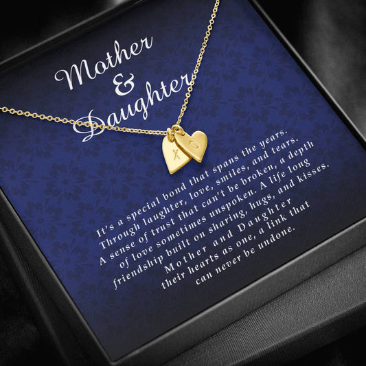 Mother and Daughter Initials Heart Necklace