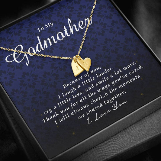 Initials Heart Necklace, Engraved Necklace for Godmother