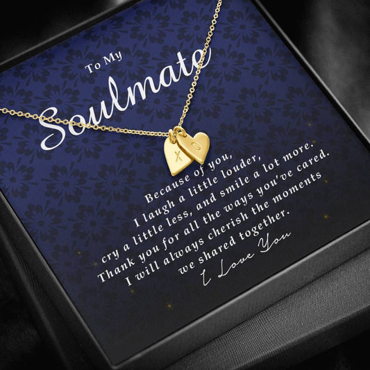 Initials Heart Necklace, Engraved Necklace for Soulmate