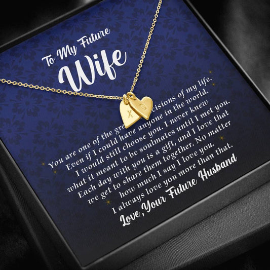 Initials Heart Necklace, To My Future Wife Gift from Groom