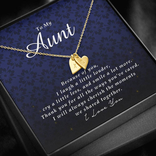 Initials Heart Necklace, Engraved Necklace for Aunt