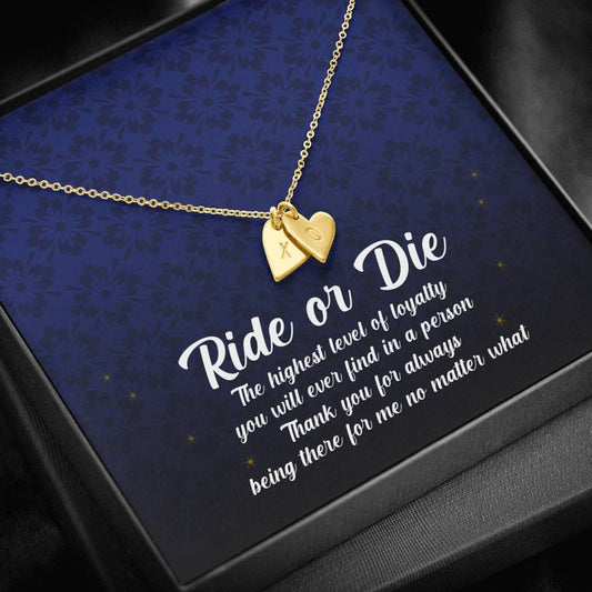 Initials Heart Necklace, Gift for My Ride or Die