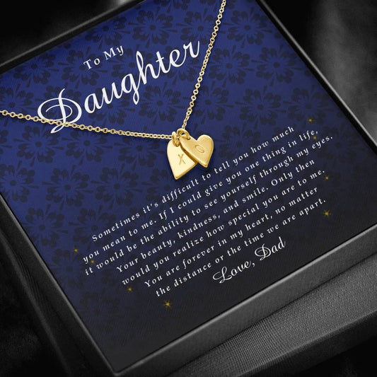 Initials Heart Necklace, Gift for Daughter from Dad