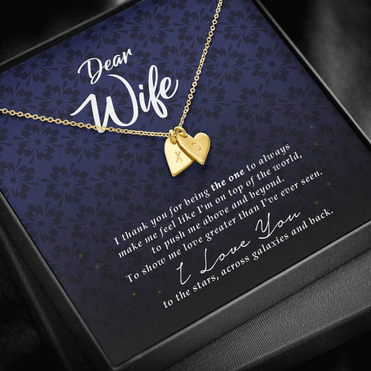 Initials Heart Necklace, Wife Gift