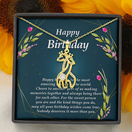 Giraffe Necklace, Happy Birthday