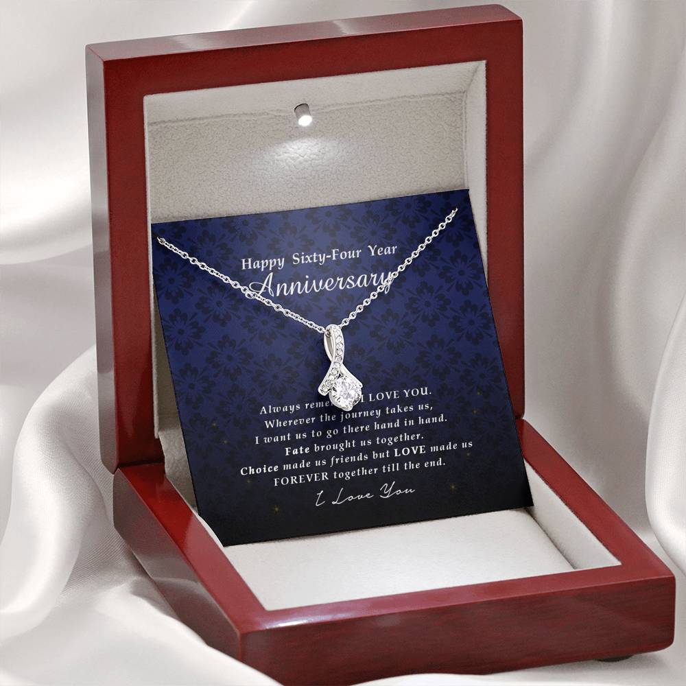 Petite Ribbon Pendant Necklace, 64th Anniversary Gift