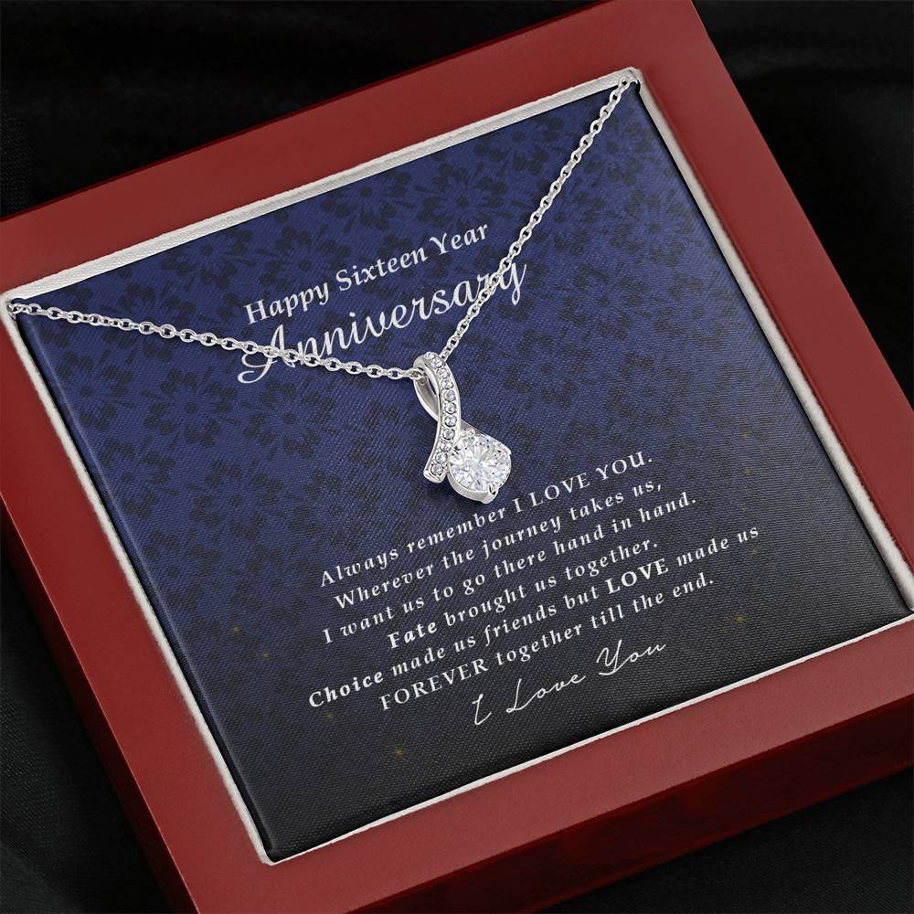 Petite Ribbon Pendant Necklace, Sixteen Year Anniversary Gift