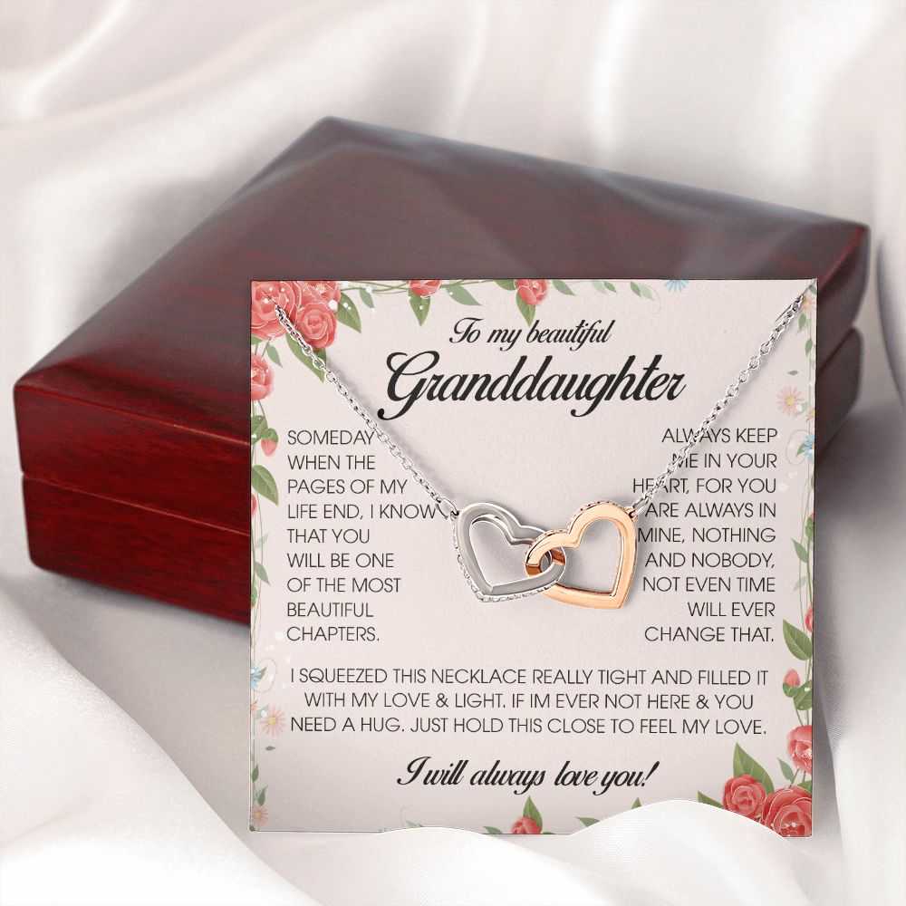To My Beautiful Granddaughter, Interlocking Heart Necklace
