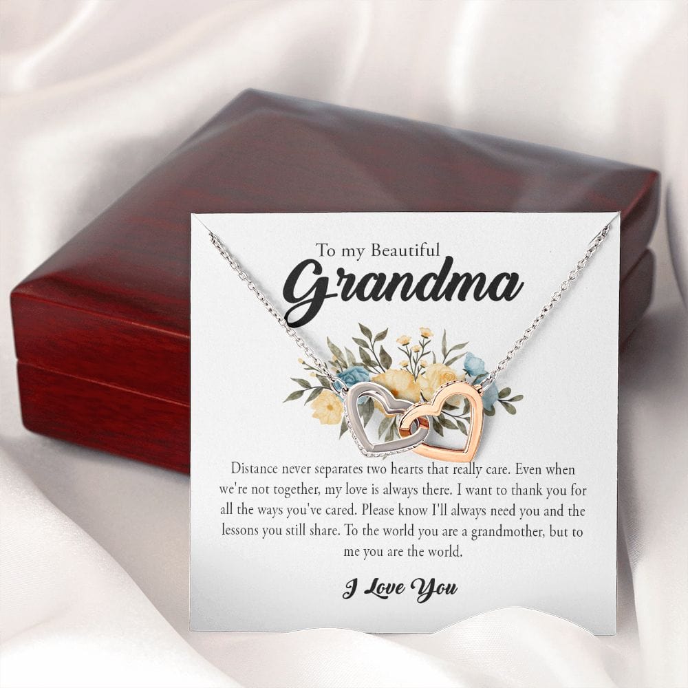 To My Beautiful Grandma, Interlocking Heart Necklace