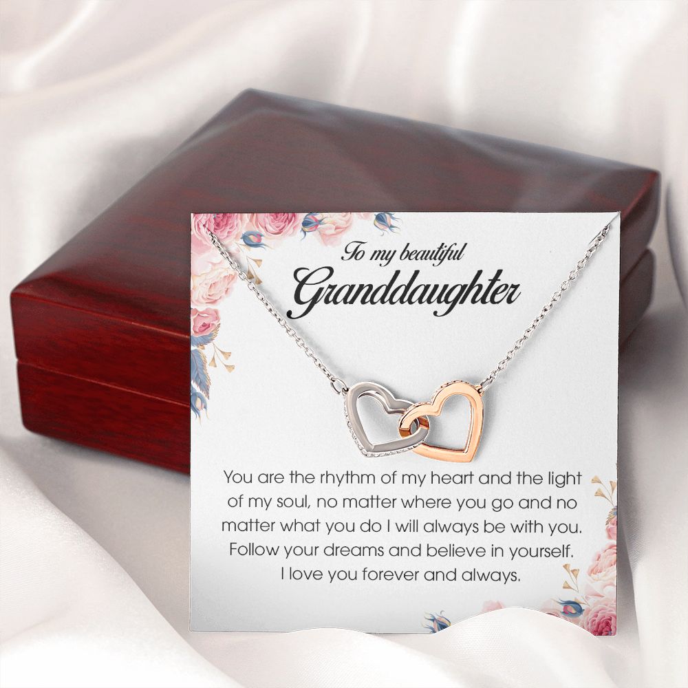 To My Beautiful Granddaughter, Interlocking Heart Necklace