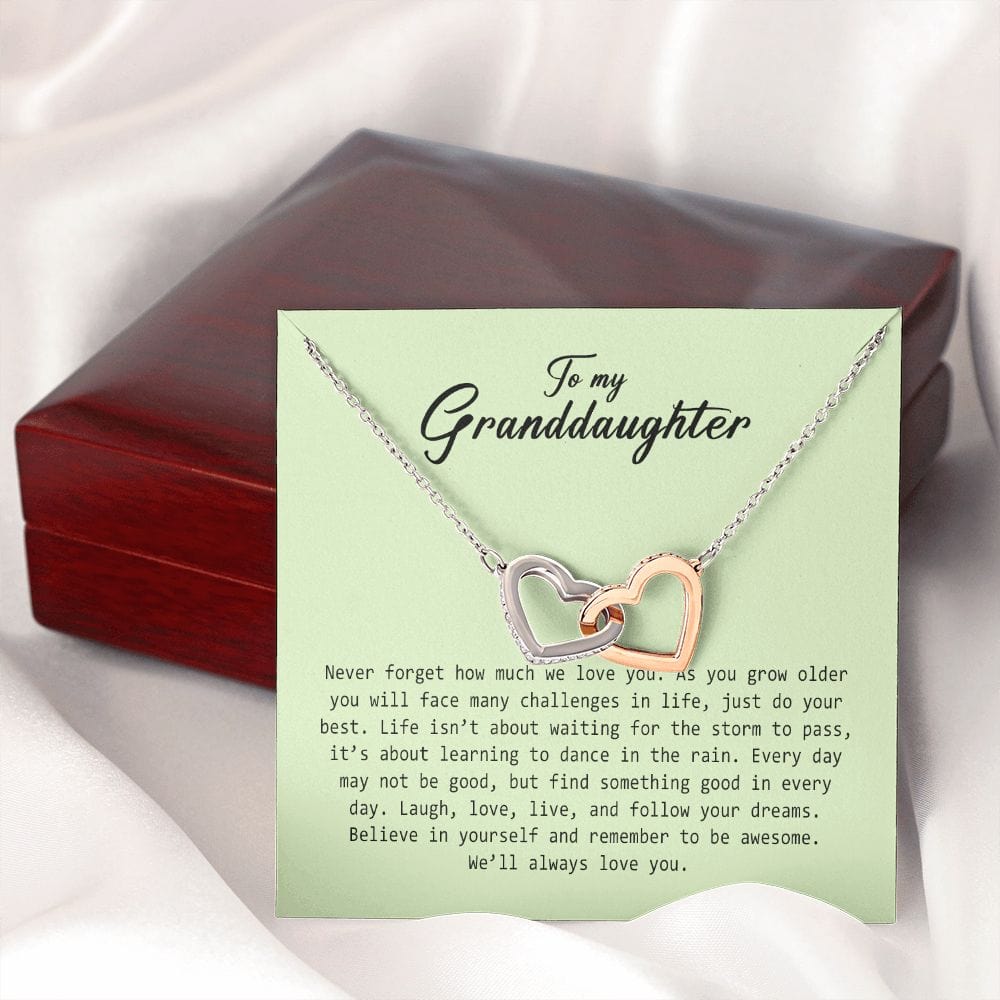 To My Granddaughter, Interlocking Heart Necklace