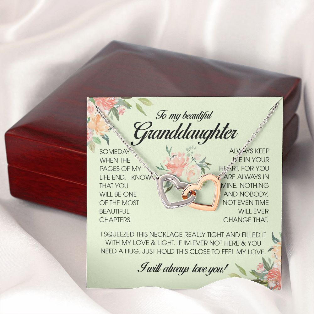 To My Beautiful Granddaughter, Interlocking Heart Necklace
