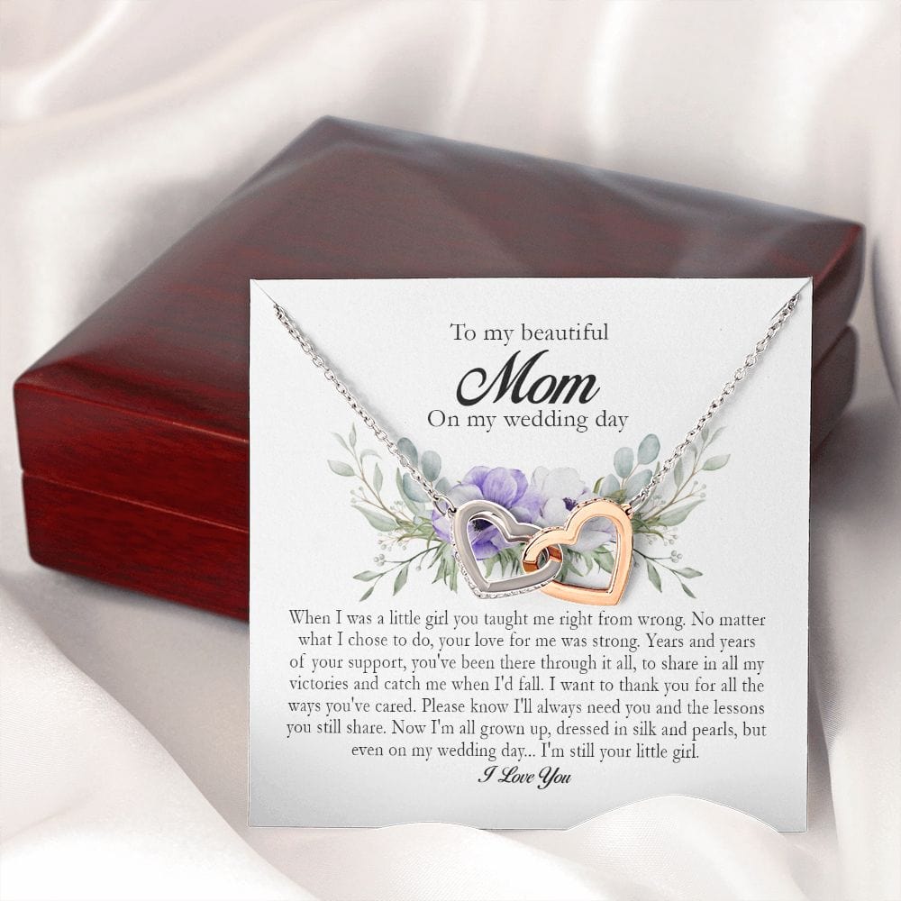 To My Beautiful Mom on My Wedding Day, Interlocking Heart Necklace