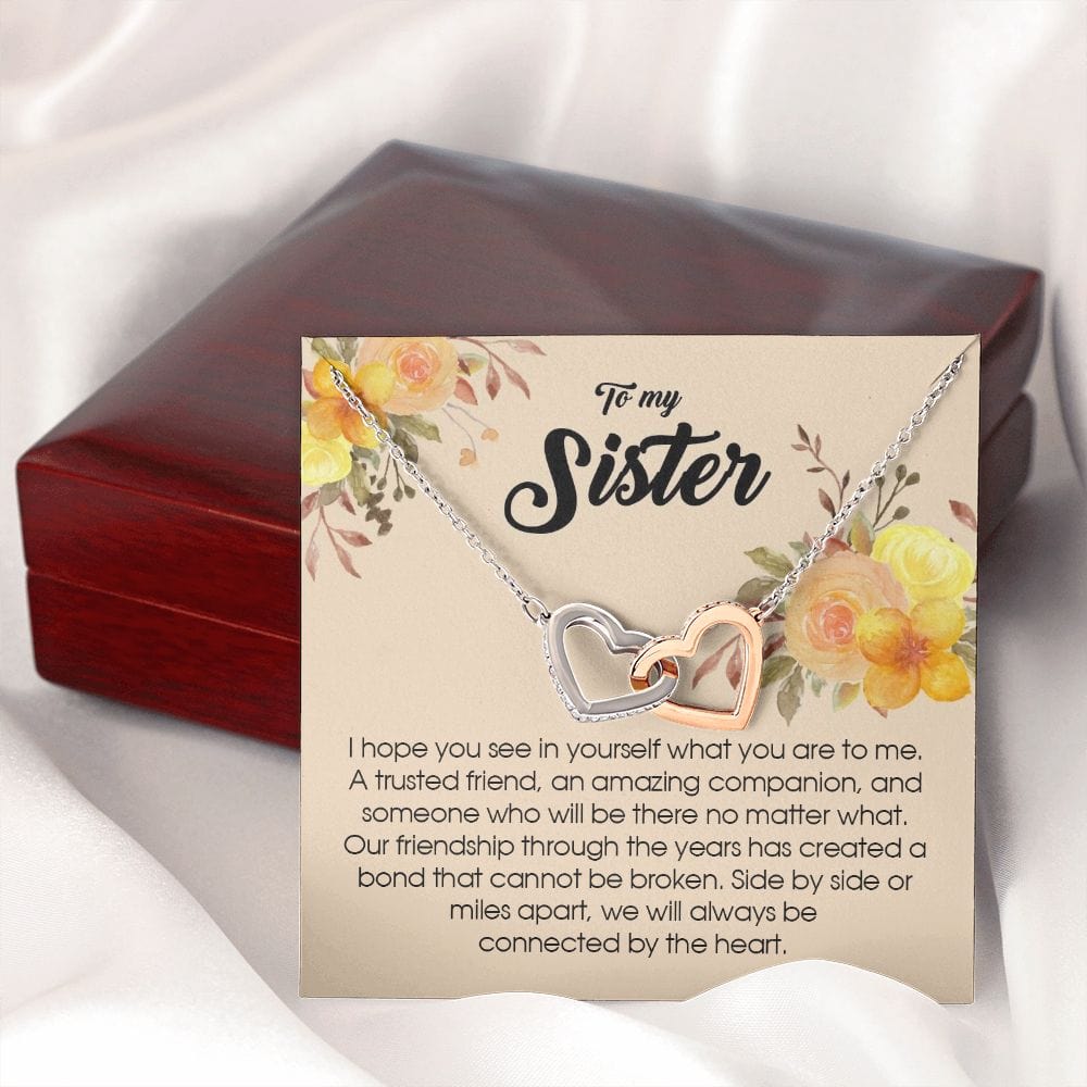 To My Sister, Interlocking Heart Necklace