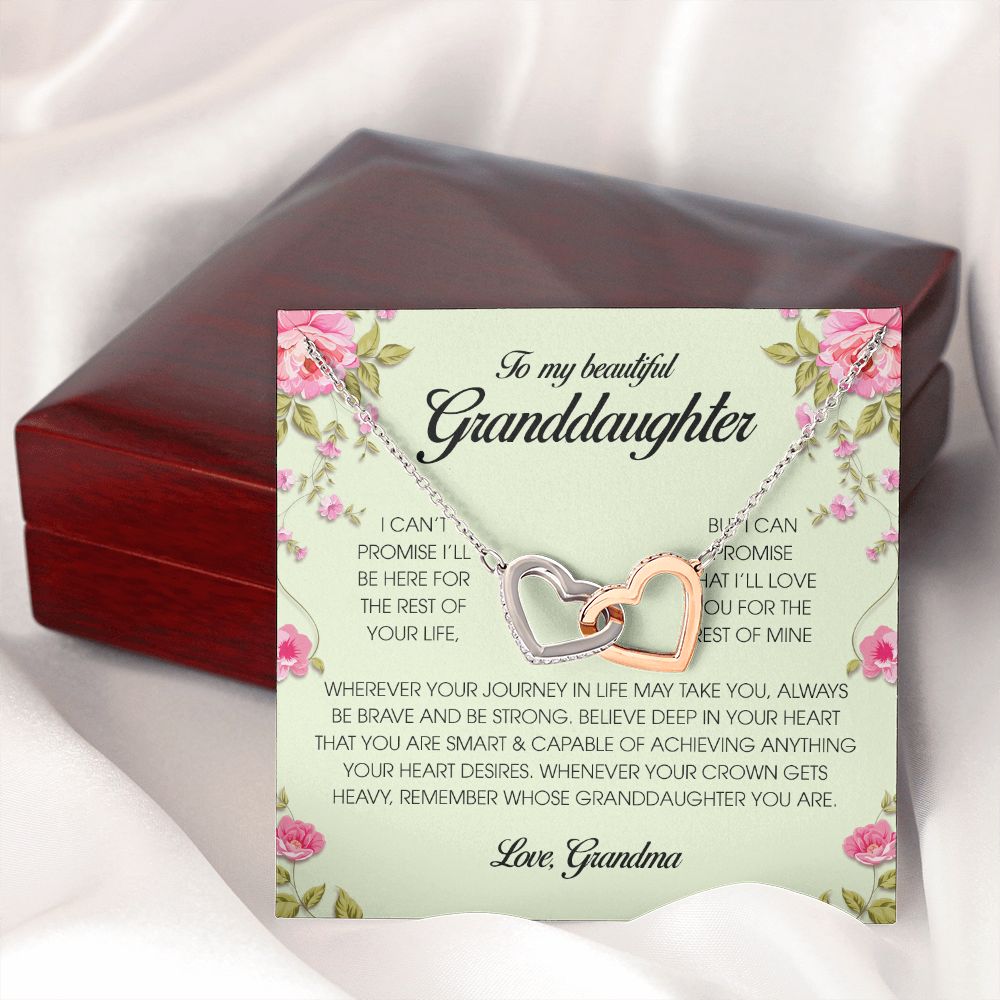 To My Beautiful Granddaughter, Interlocking Heart Necklace