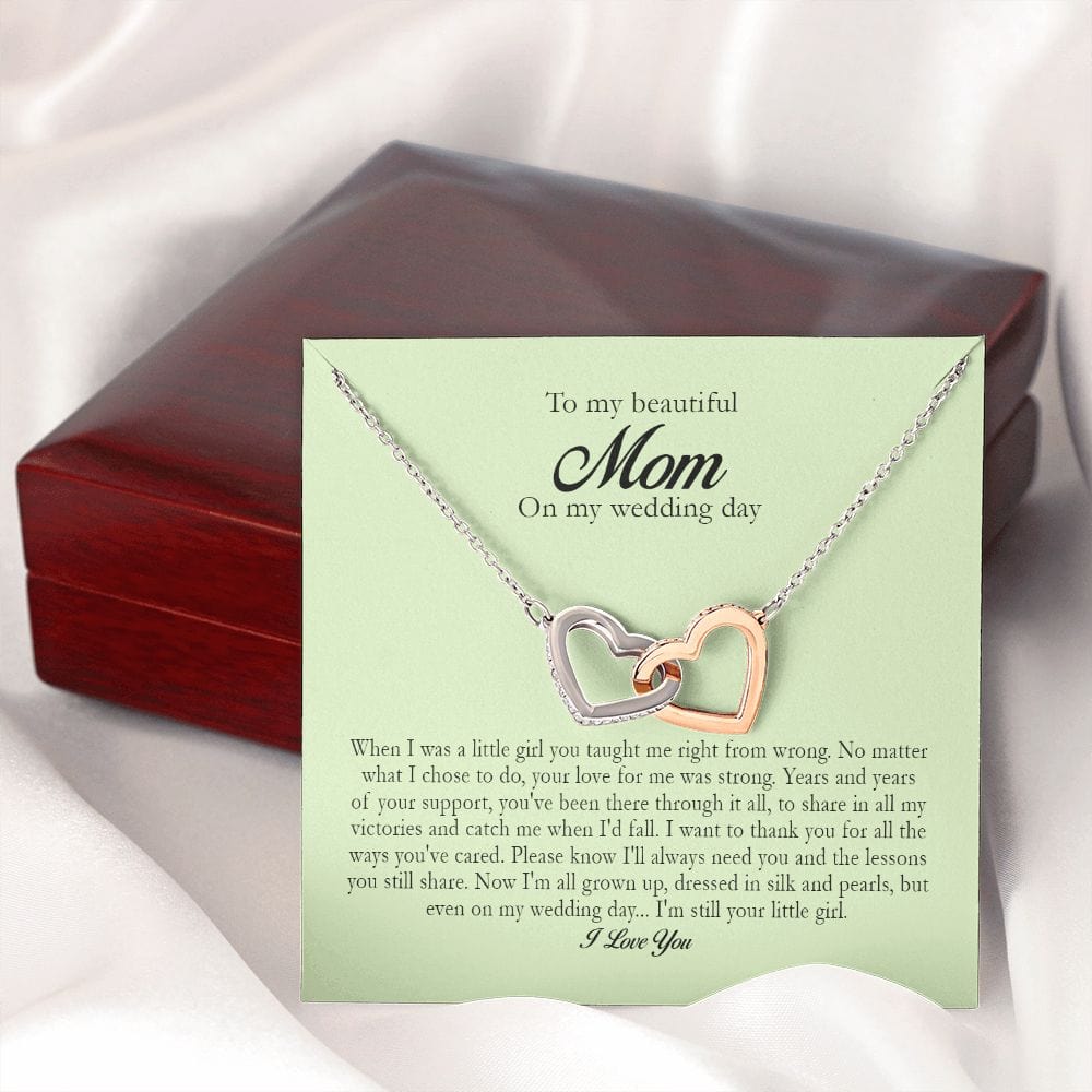 To My Beautiful Mom on My Wedding Day, Interlocking Heart Necklace