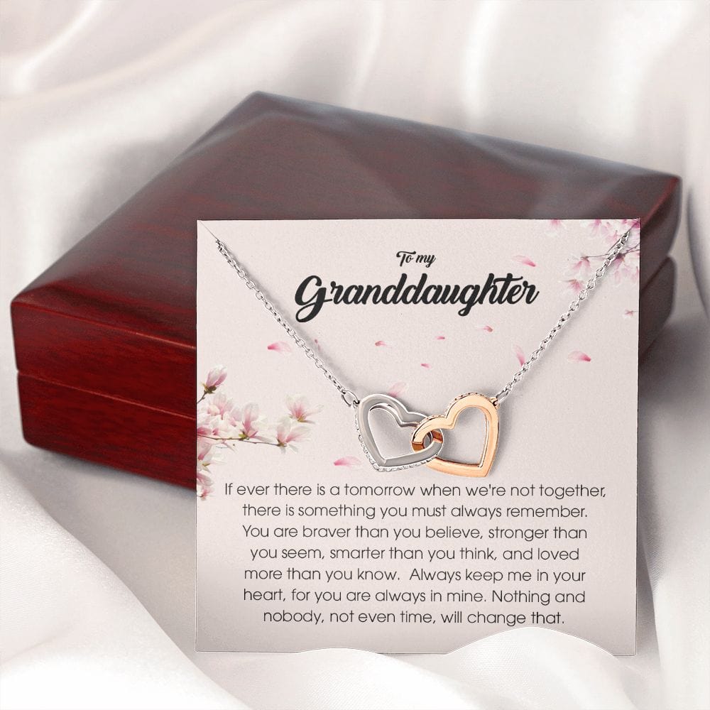 To My Granddaughter "Always Keep Me In Your Heart" Interlocking Heart Necklace