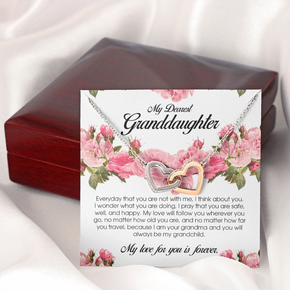 To My Dearest Granddaughter, Interlocking Heart Necklace