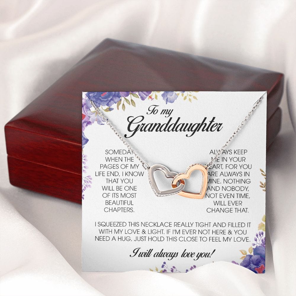 To My Granddaughter, Interlocking Heart Necklace