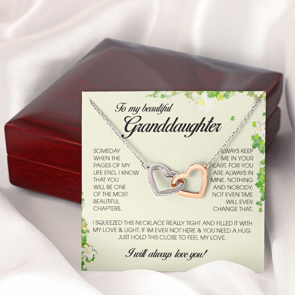To My Beautiful Granddaughter, Interlocking Heart Necklace