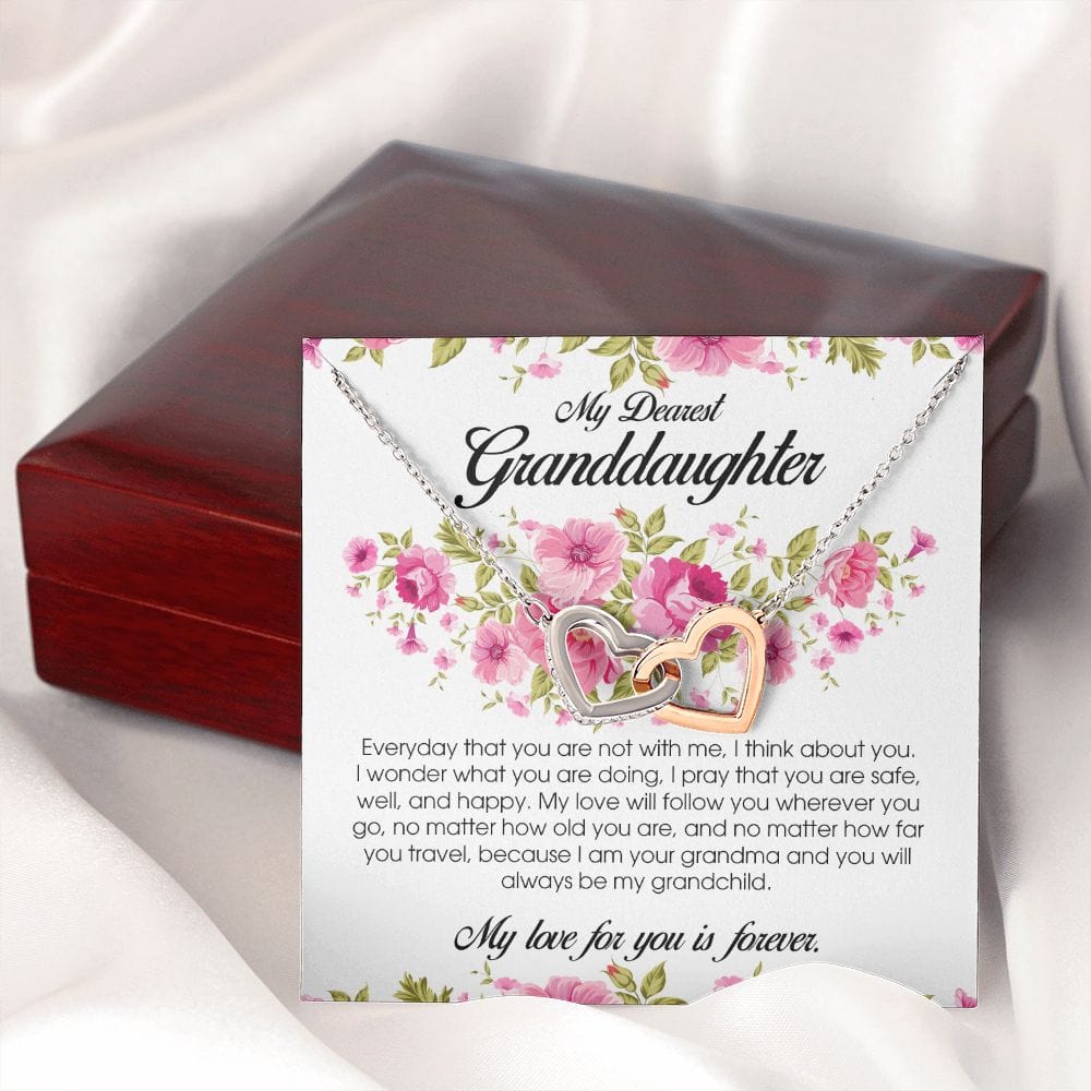To My Dearest Granddaughter, Interlocking Heart Necklace