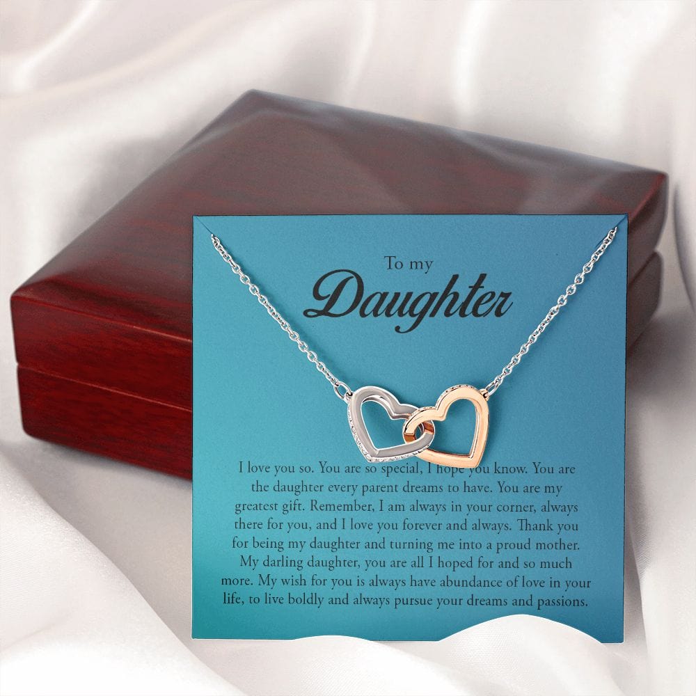 To My Daughter, Interlocking Heart Necklace