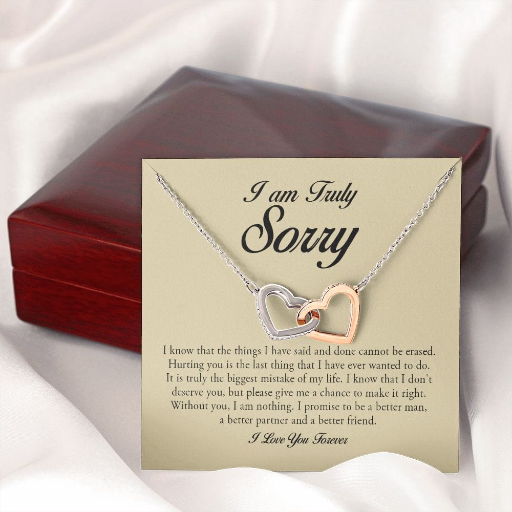 I am Truly Sorry, Interlocking Heart Necklace