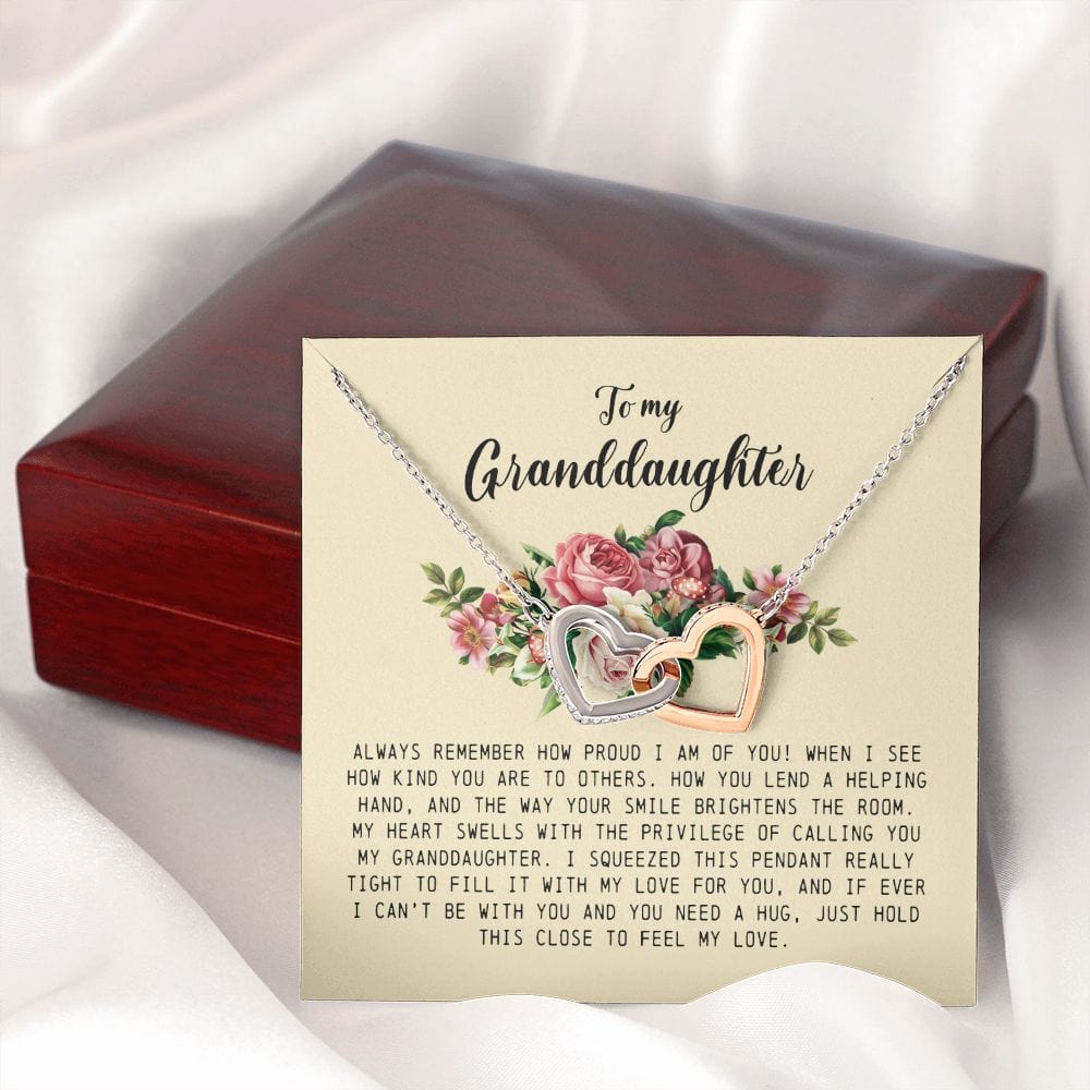 To My Granddaughter, Interlocking Heart Necklace