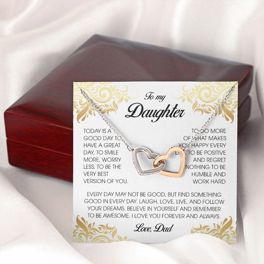 To My Daughter, Interlocking Heart Necklace