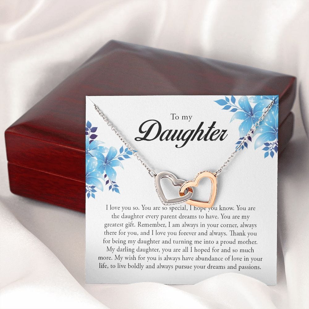 To My Daughter, Interlocking Heart Necklace