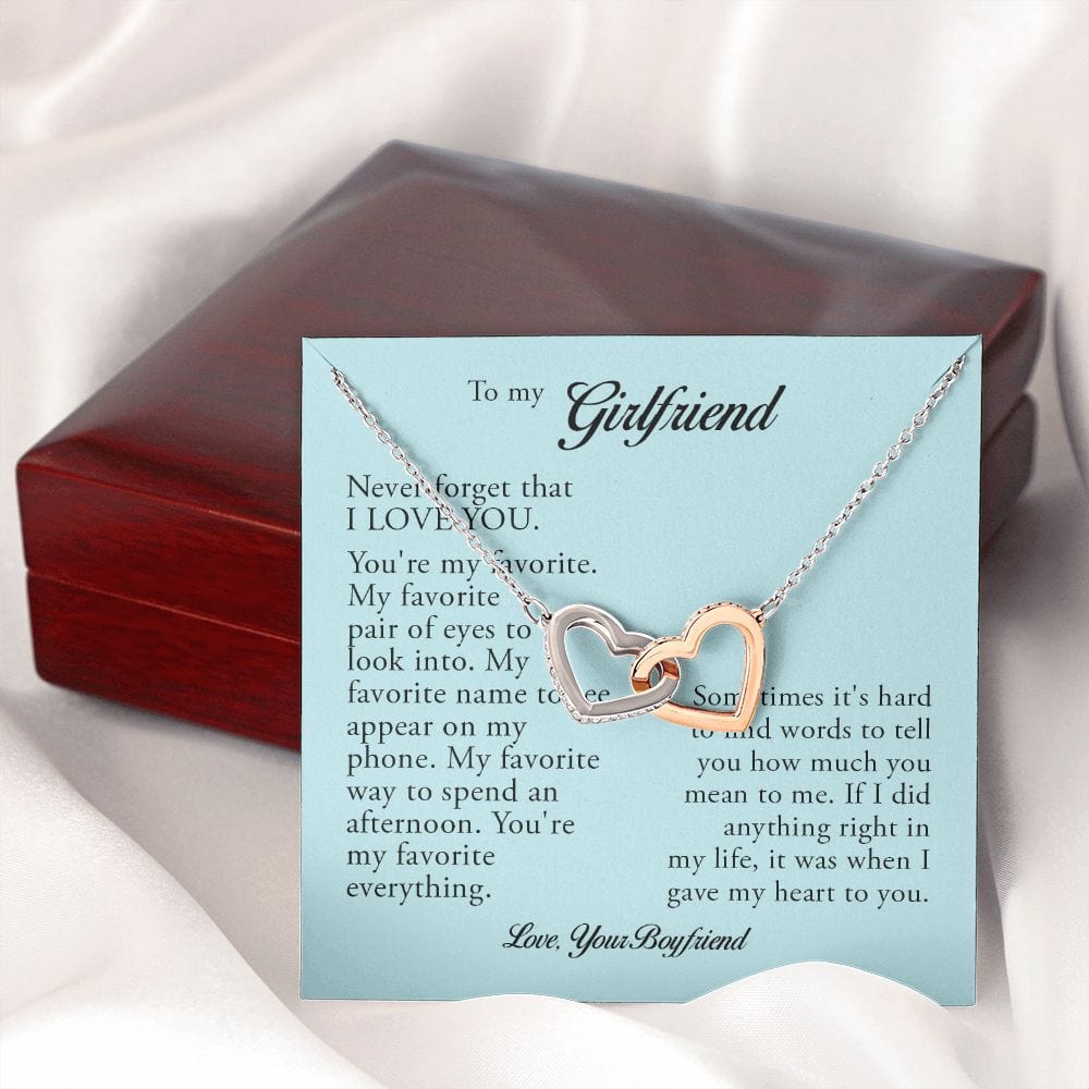 To My Girlfriend, Interlocking Heart Necklace