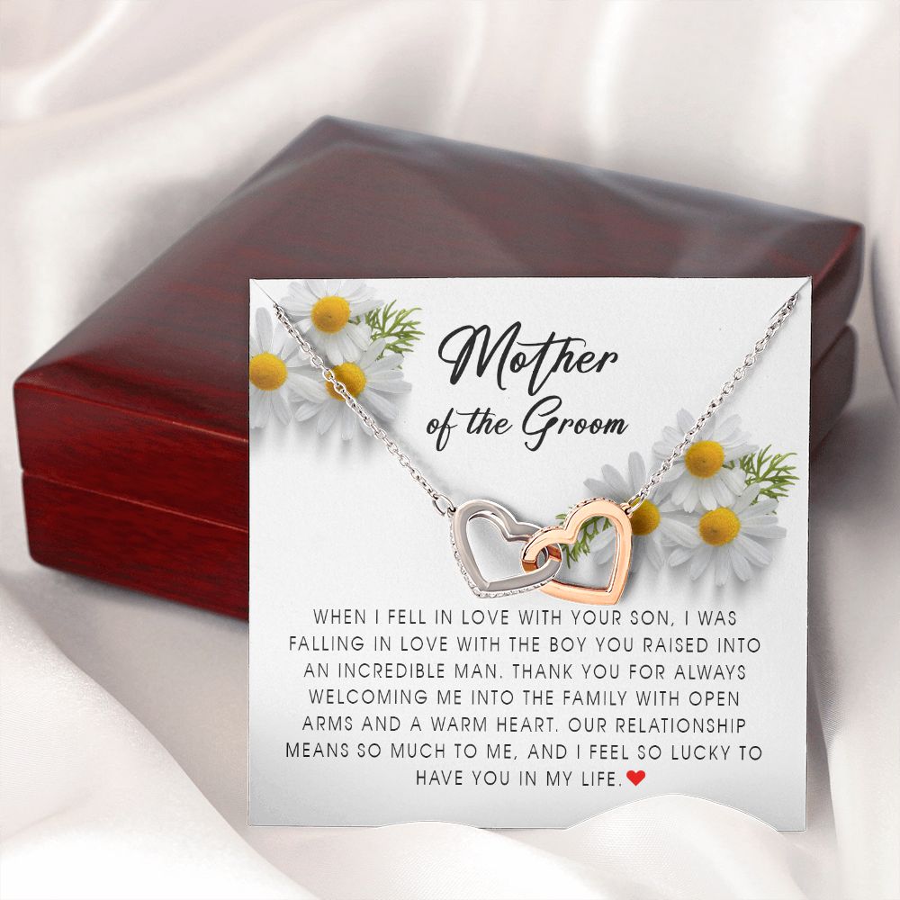 Mother of The Groom Gift, Interlocking Heart Necklace