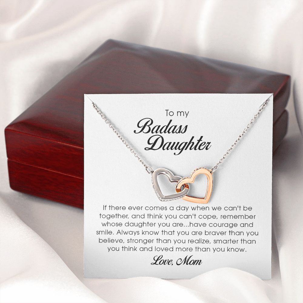 To My Badass Daughter, Interlocking Heart Necklace