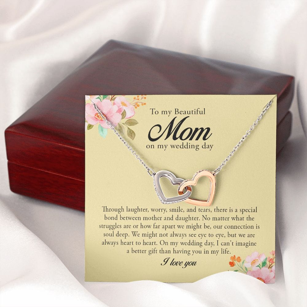 To My Beautiful Mom on My Wedding Day, Interlocking Heart Necklace