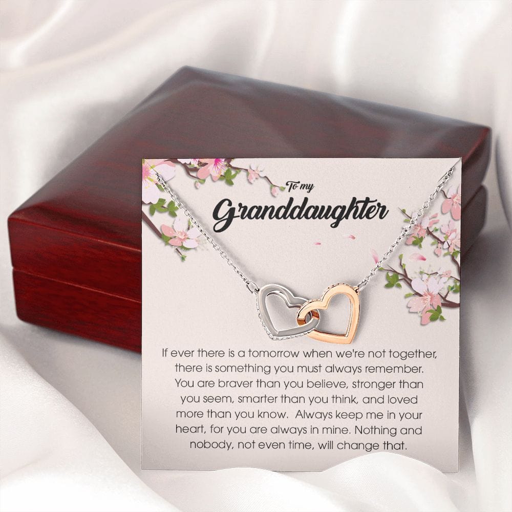 To My Granddaughter, Interlocking Heart Necklace