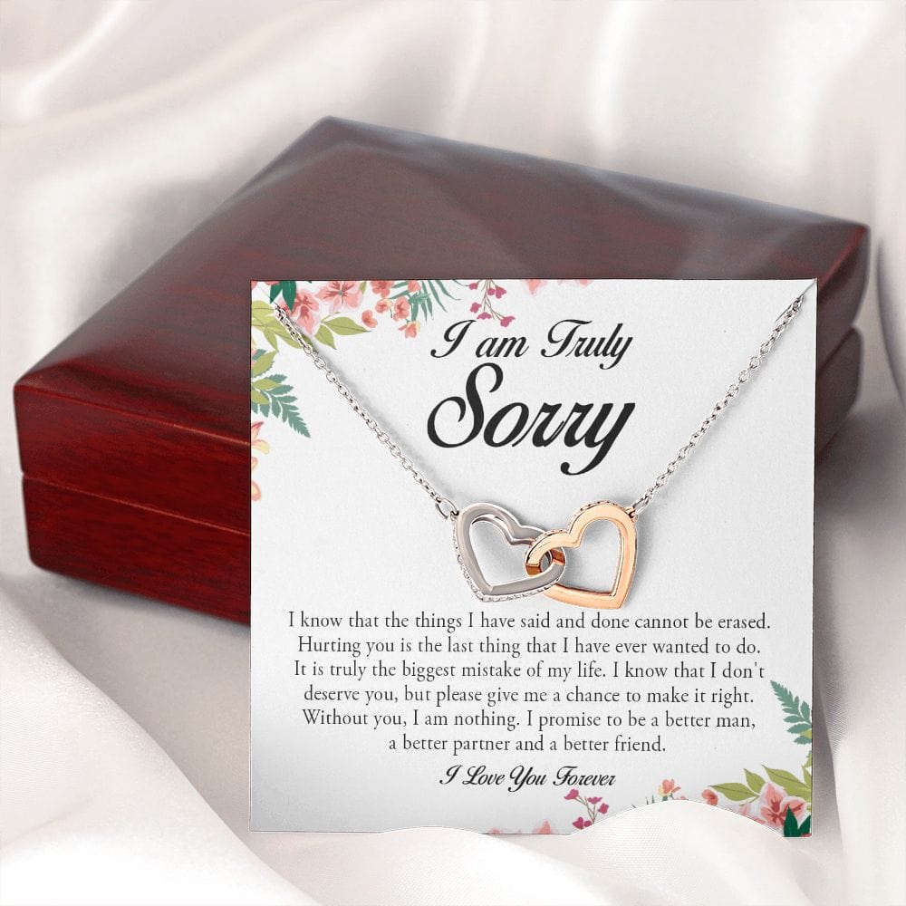 I am Truly Sorry, Interlocking Heart Necklace