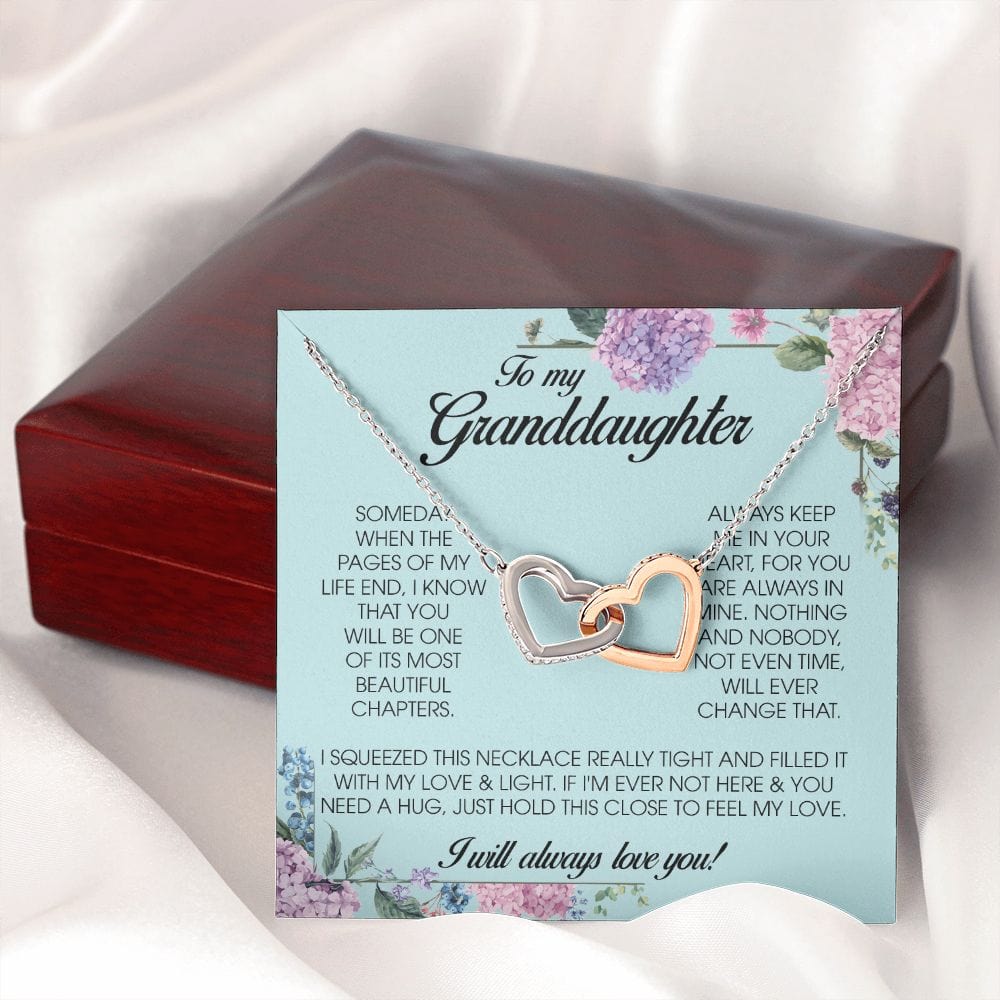 To My Granddaughter, Interlocking Heart Necklace