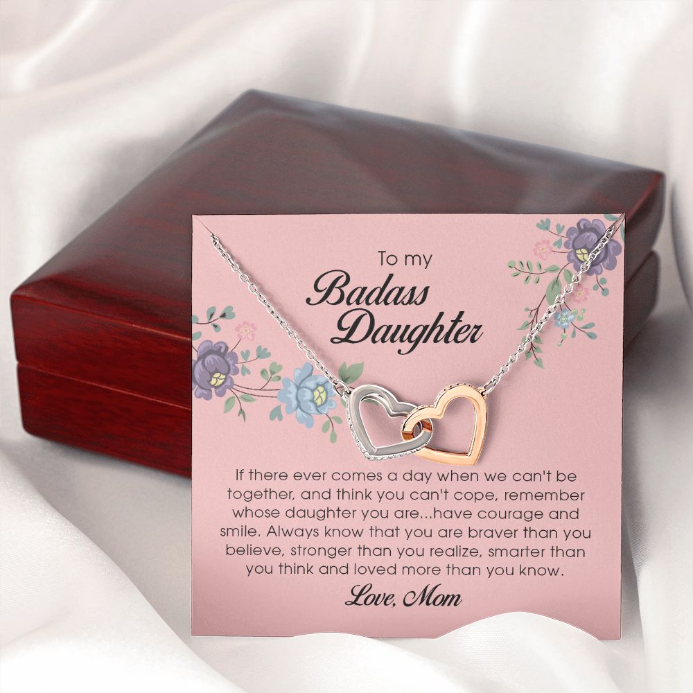 To My Badass Daughter, Interlocking Heart Necklace