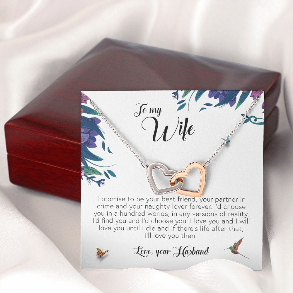 To My Wife, Interlocking Heart Necklace
