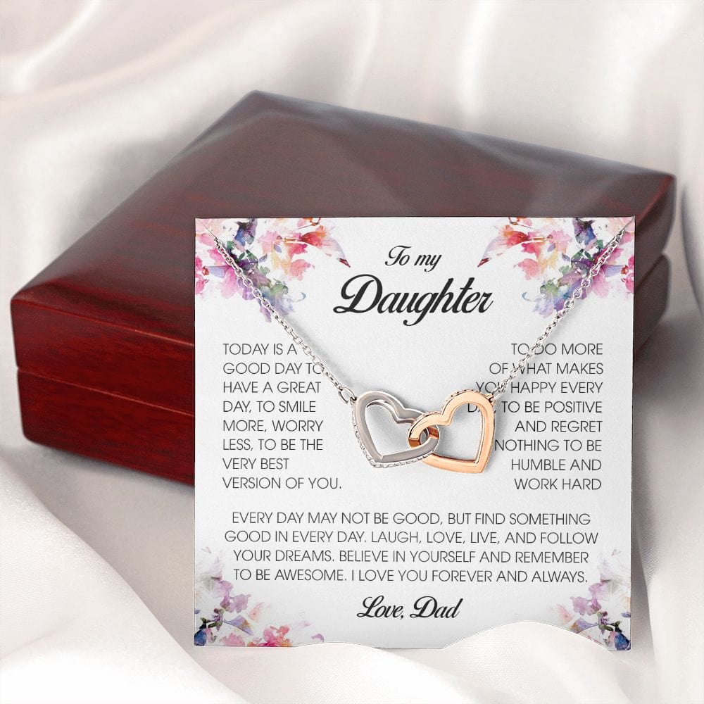 To My Daughter, Interlocking Heart Necklace