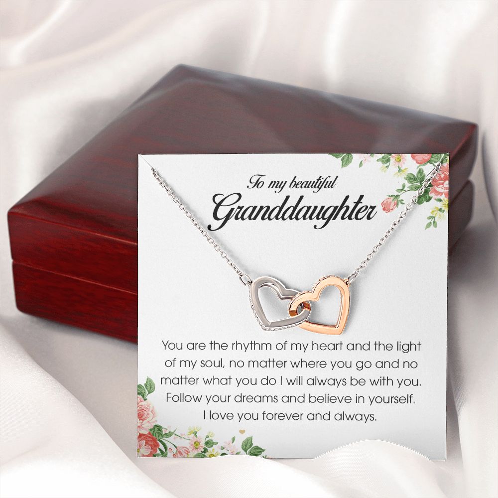 To My Beautiful Granddaughter, Interlocking Heart Necklace