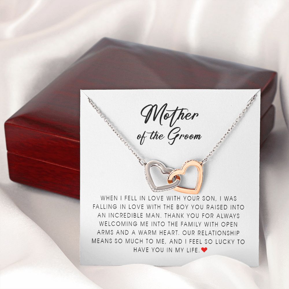 Mother of The Groom Gift, Interlocking Heart Necklace