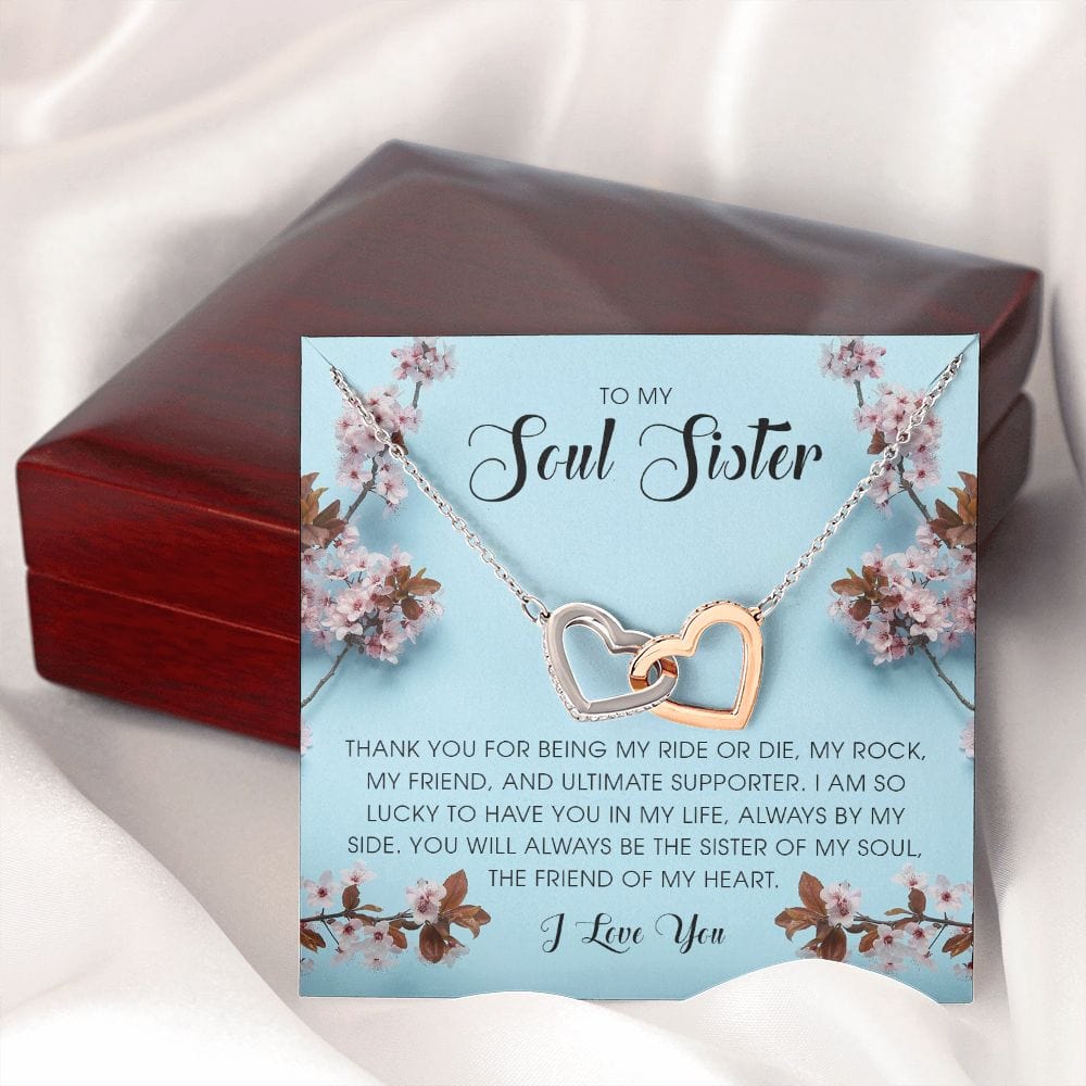 To My Soul Sister, Interlocking Heart Necklace