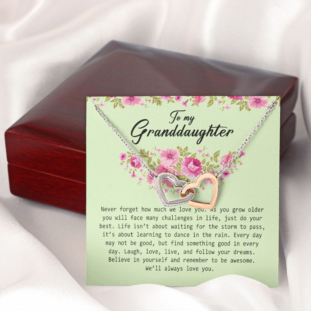 To My Granddaughter, Interlocking Heart Necklace