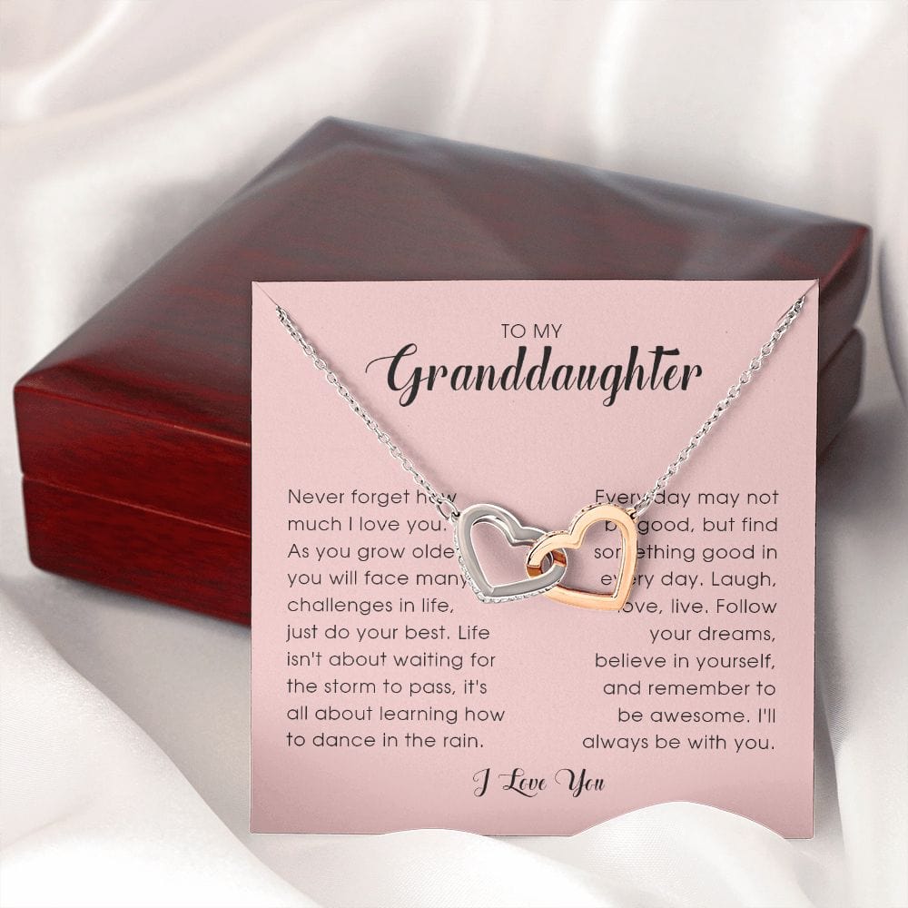 To My Granddaughter, Interlocking Heart Necklace