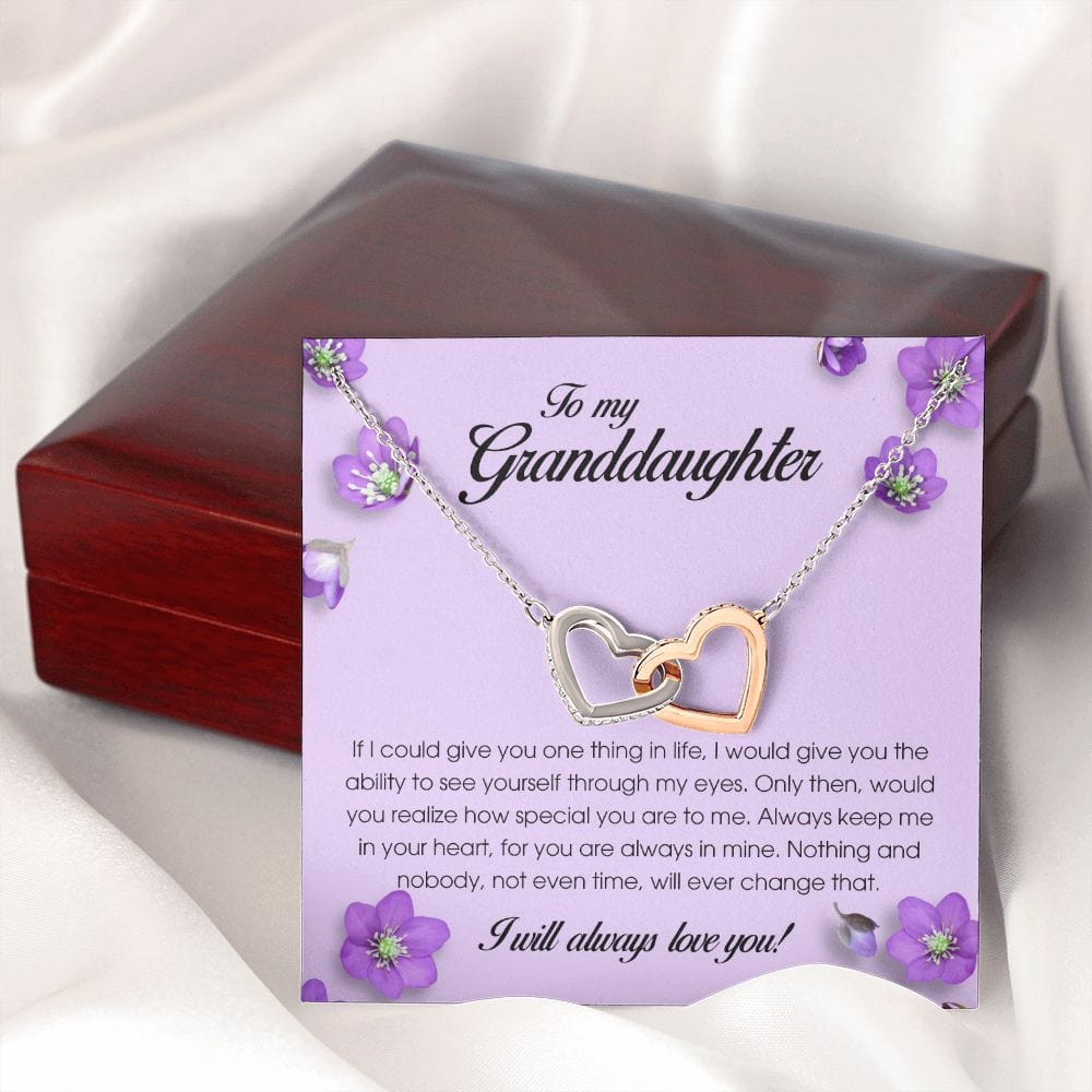 To My Granddaughter, Interlocking Heart Necklace