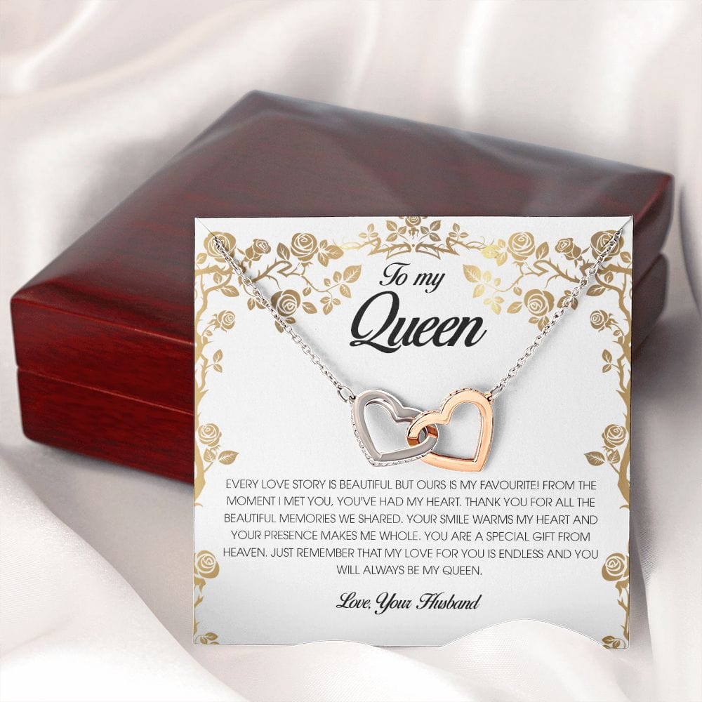 To My Queen, Interlocking Heart Necklace